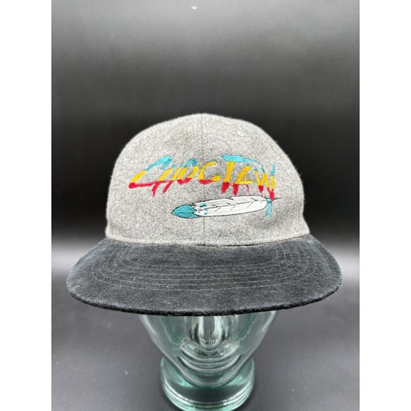 Choctaw Pride Snapback Hat Vtg Embroidered Feather Graffiti Style Wool Blend - Picture 2 of 7